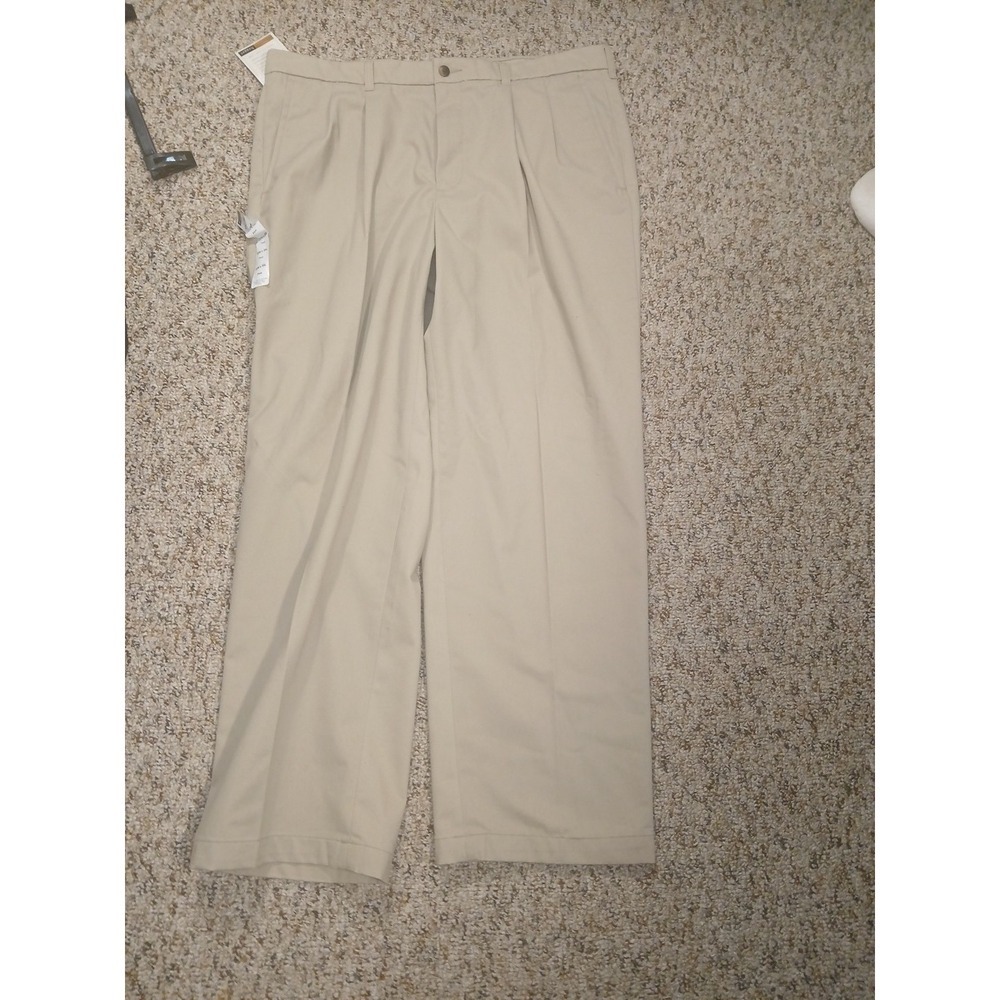 Men's HAGGAR BEIGE KHAKI DRESS PANTS Size 38X30 MSP $50.00 NO IRON - Picture 6 of 6